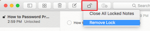 Remove Lock On Protected Note on Mac