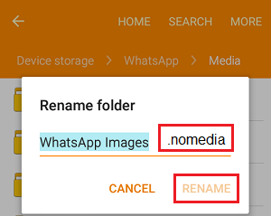 Rename WhatsApp Image Folder to Nomedia on Android Phone