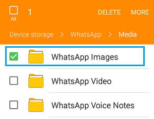 Select WhatsApp Images Folder on Android Phone