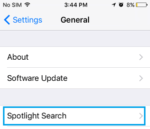 Spotlight Search Tab on iPhone
