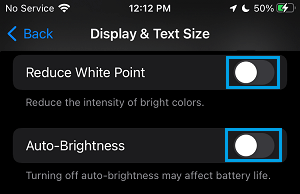 Desactivar Reducir punto blanco en iPhone