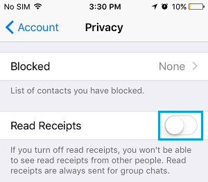 Turn Off WhatsApp Read Receipts on iPhone