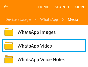 WhatsApp Video Folder on Android Phone