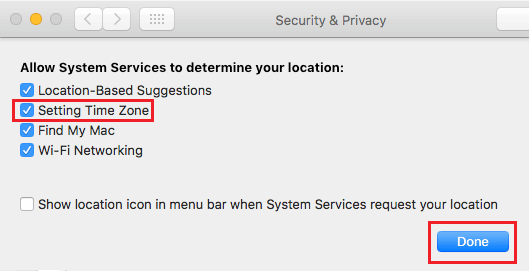 Allow System Services to Set Time Zone on Mac