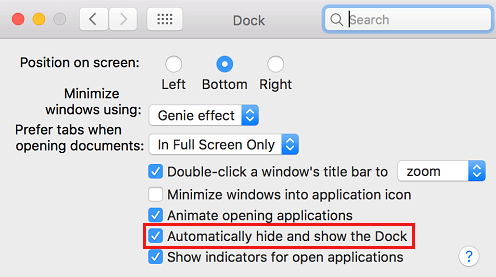 Automatically Hide and Show the Dock Option on Mac