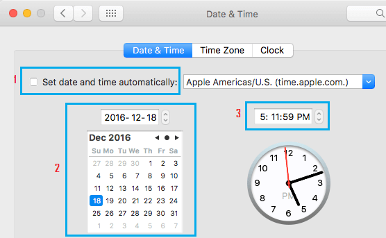 Manually Correct Date and Time on Mac