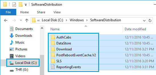 Files located in Windows 10 SoftwareDistribution Folder 