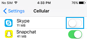 Disable Cellular Data for Skype on iPhone