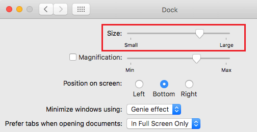 Dock Options on Mac