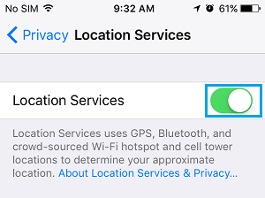 Enable Location Services on iPhone