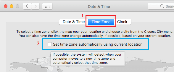 Set Time Zone Automatically Option on Mac