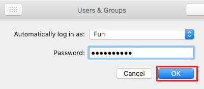 Enter Account Password to Enable Automatic Login on Mac