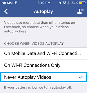 Never Autoplay Videos in Facebook App on iPhone