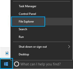 File Explorer Option in Windows 10