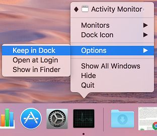 Keep in Dock Option on Mac