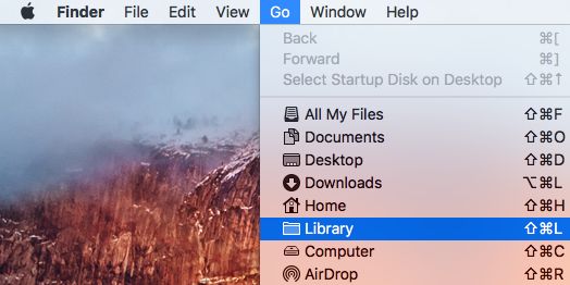 Library Tab in Go Menu on Mac