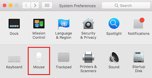 Mouse Tab in System Preferences Screen on Mac