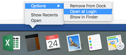 Open at Login Option on Mac