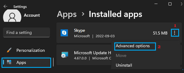 Open Skype Advanced Option in Windows