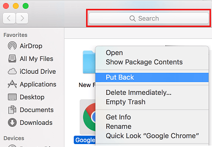 Put Back Option in Trash Can on Mac