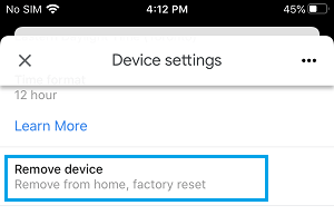 Remove Device Option in Chromecast Settings Screen 