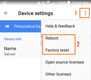 Factory Reset Chromecast Option in Google Home App