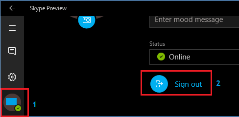Sign Out From Skype Preview App on Windows Computer
