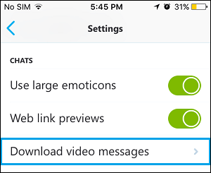 Skype Download Video Messages Tab on iPhone