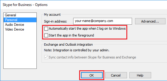 Stop Skype from Automatically Starting When I Log on to Windows Option