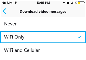 Skype Video Download Options on iPhone