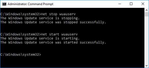 Start Windows Update Service Using Command Prompt
