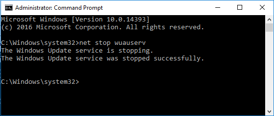 Stop Windows Update Service Using Command Prompt