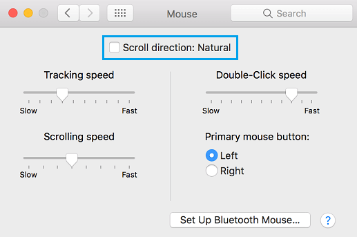 Uncheck Scroll Direction Natural Option on Mac
