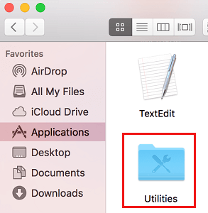 Utilities Folder Under Applications Tab on Mac
