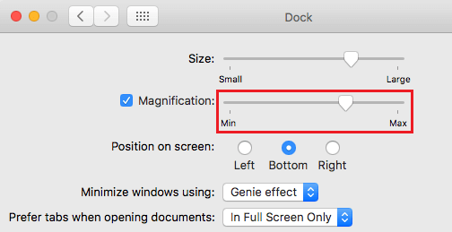 Adjust Dock Magnification on Mac