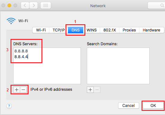 Enter Google DNS Servers on Mac 