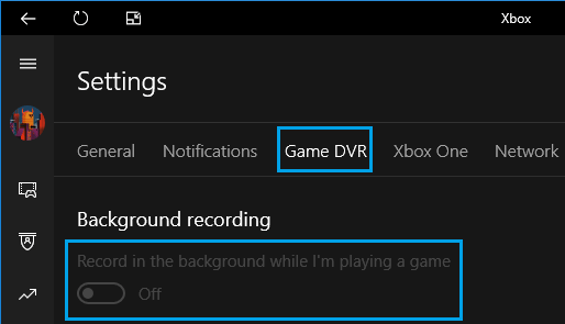 Disable Background Game Recording On Game DVR in Windows 10