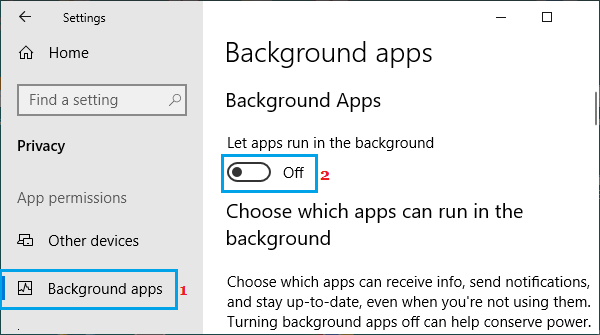 Disable Background Running Apps in Windows