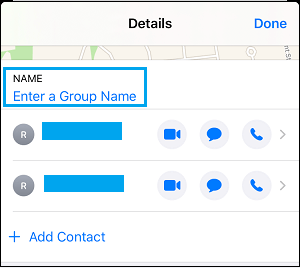 Enter Group Name Option on iPhone Messages App
