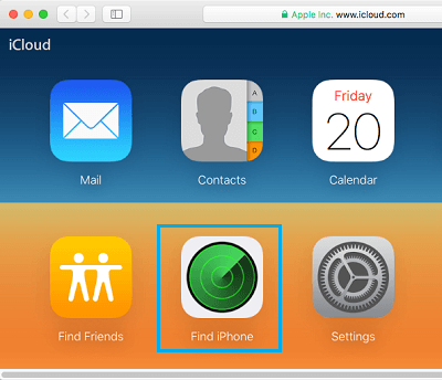 Find My iPhone Option on iCloud
