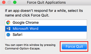Force Quit Apps Window on Mac