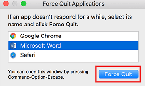 Force Quit Application Window on Mac