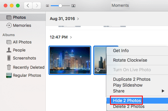 Hide Multiple Photos on Mac