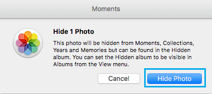 Hide Photo Confirmation Pop-up