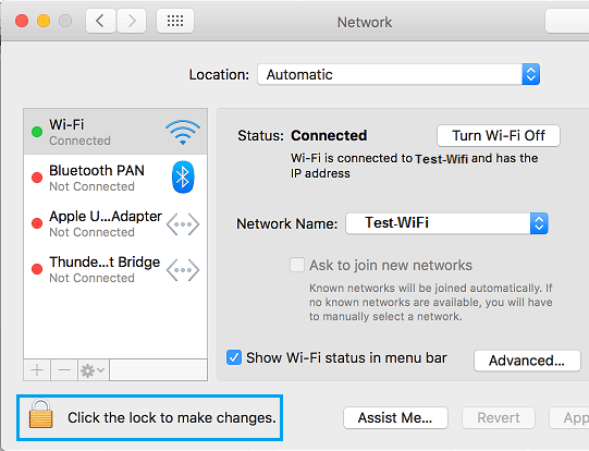 Unlock Network Settings on Mac