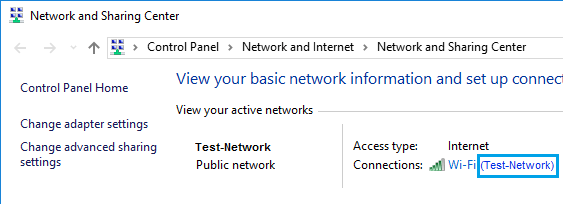 Network And Sharing Center Screen In Windows 10