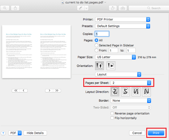 Print Two Pages Per Sheet On Mac