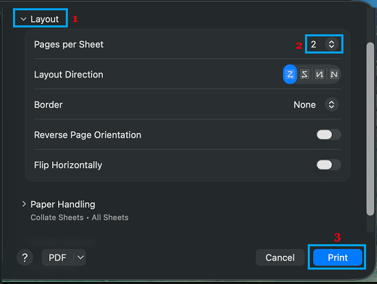 Print Two Pages Per Sheet on Mac