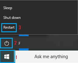 Restart Option in Windows 10
