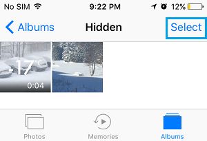 Select Hidden Photos On iPhone